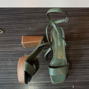 Marc Fisher Olive Green Block Heel Sandals